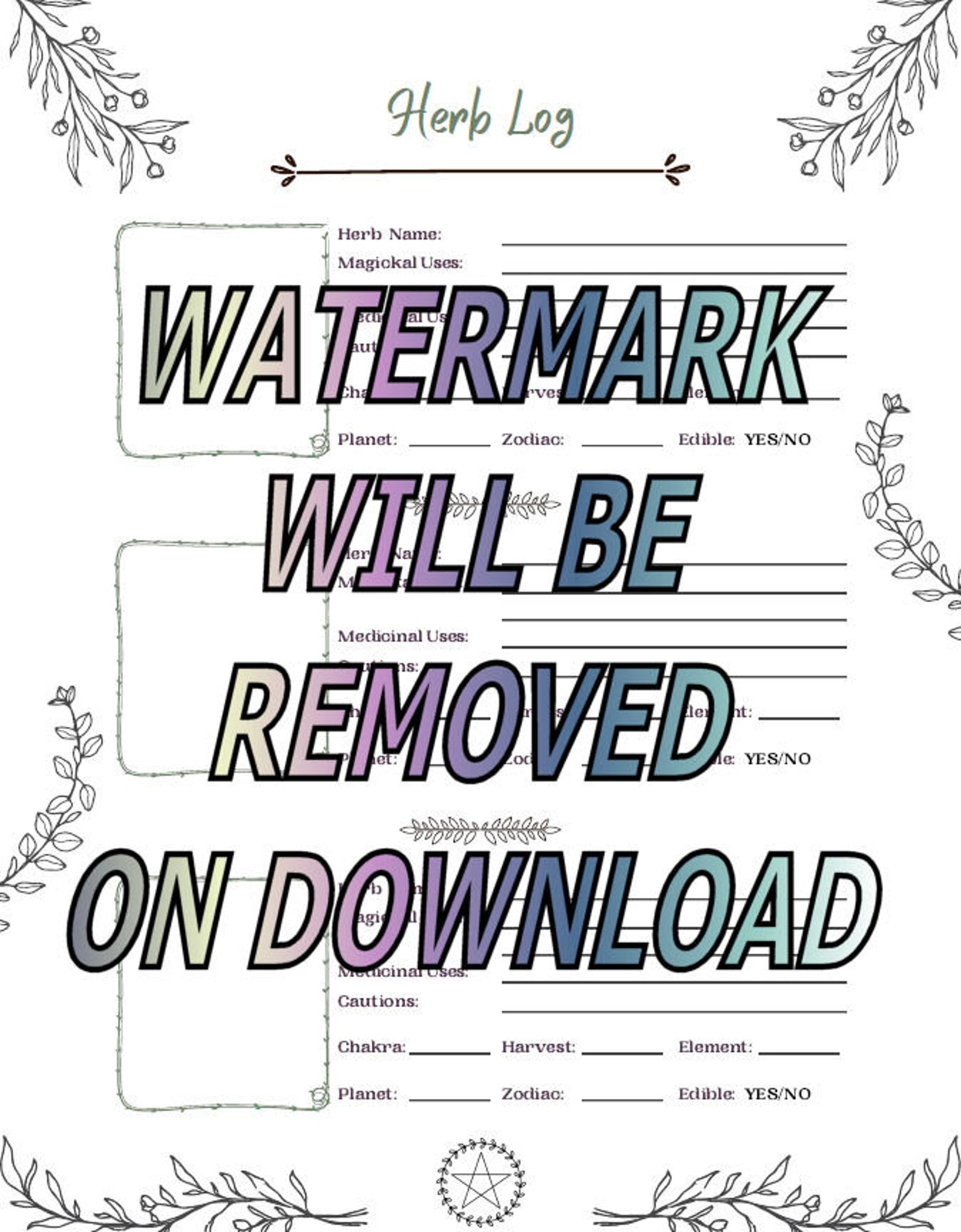 Magickal and Wiccan Herb Guide With Herbal Log Printable PDF - Etsy