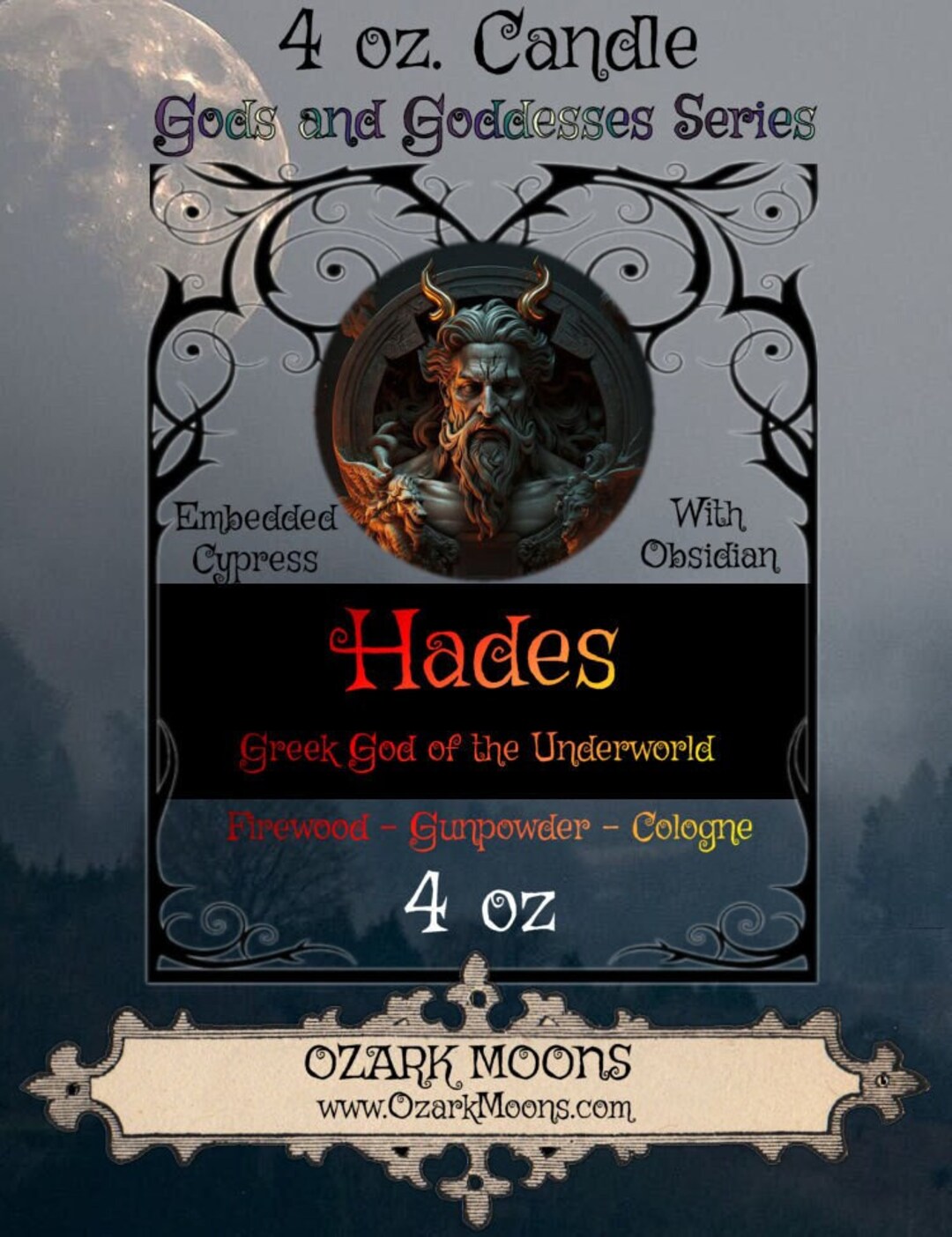 HADES 4 Oz Candle Greek God of the Underworld With Obsidian Etsy