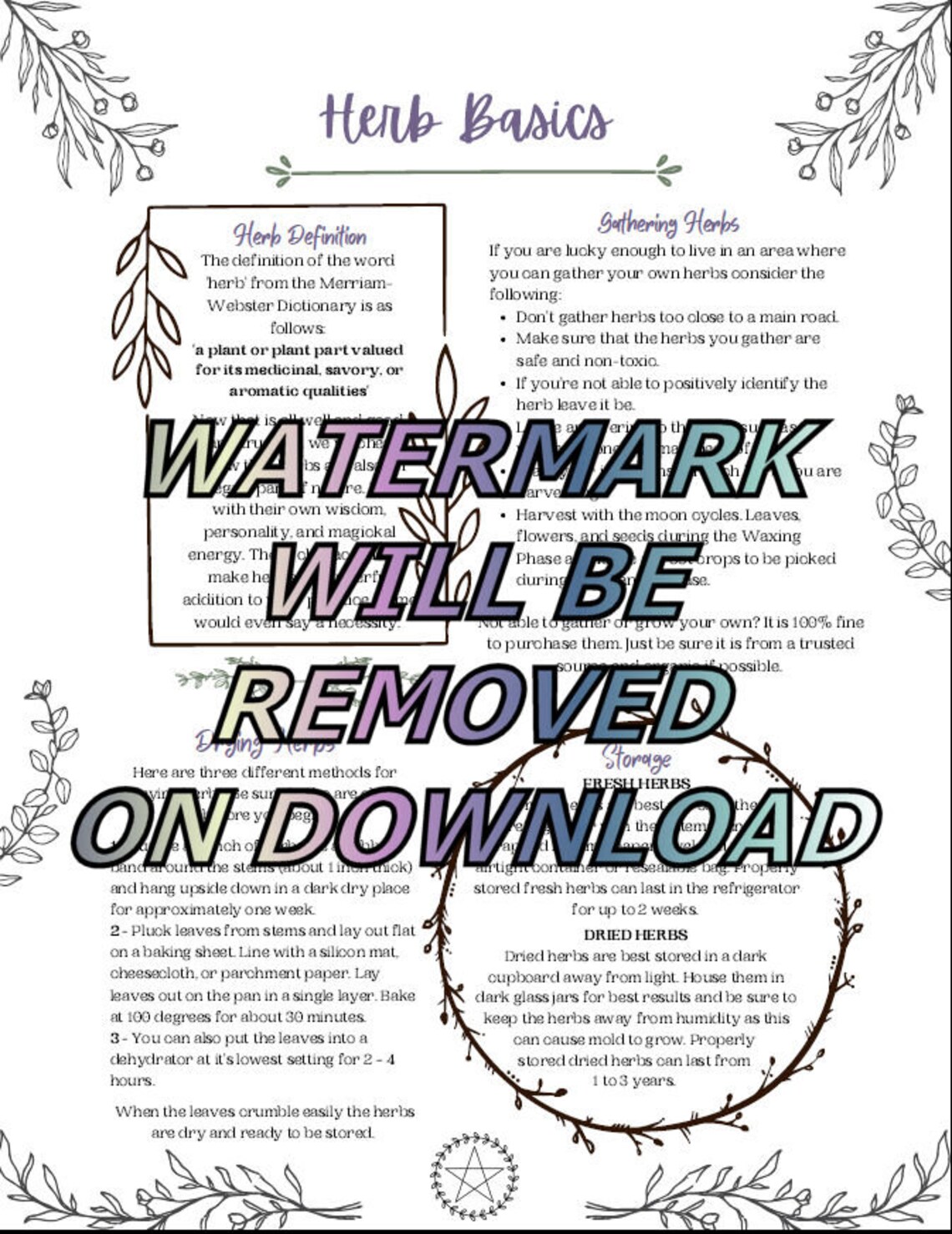 Magickal and Wiccan Herb Guide With Herbal Log Printable PDF - Etsy