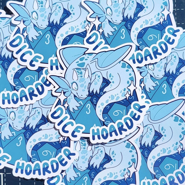 Dobbelstenen Hoarder Dragon Sticker | Kerkers en Draken