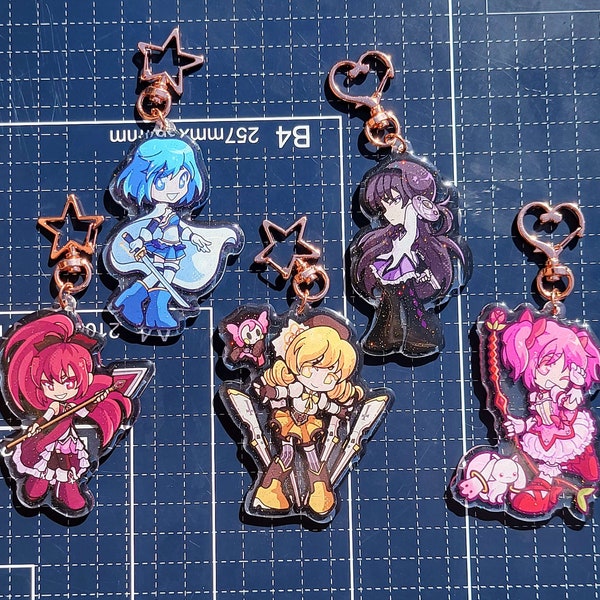 Madoka Magica Keychains | Madoka, Homura, Sayaka, Mami, Kyoko