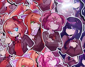Doki Doki Literature Club | HEADSHOT STICKERS - Monika, Sayori, Yuri, Natsuki