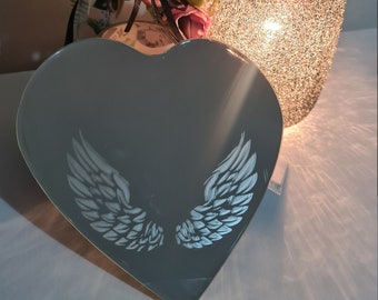 Silver Feathered Angel Wings Mirror Shabby Chic Heart Ornate Wall Decor Bedroom 