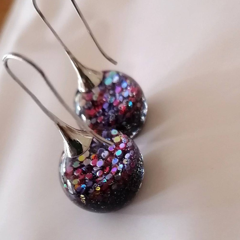 Purple Fluorite & Goldtone Dotted Teardrop Drop Earrings