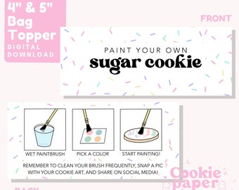 Décoration de sac à biscuits PYO - 4" et 5" - Instructions de peinture de votre propre cookie - Instructions PYO - Imprimable - Sprinkles