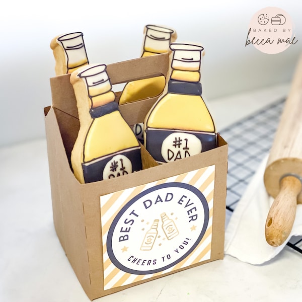 Cookie Label - 4"x4" - 5"x5" - Father's Day - Cookie Packaging - Best Dad - Beer Cookie - Download - Digital - Printable