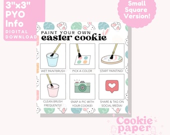Pâques PYO Cookie Card Instructions Pâques Cookie Téléchargement numérique imprimable 3"x3 »