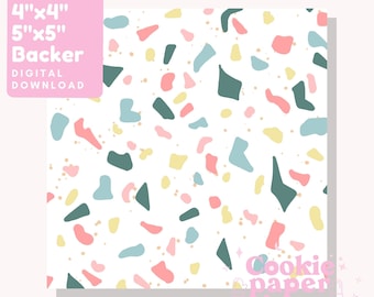 Cookie Backer – Box Backer – Pâques - 4"x4 » - 5"x5 » - Cookie Packaging -Single Cookie – Téléchargement numérique - Imprimable - Terrazzo