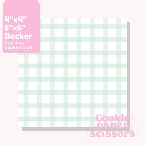 Cookie Backer – Box Backer – Easter - 4&quot;x4&quot; - 5&quot;x5&quot; - Cookie Packaging  -Single Cookie – Digital Download - Printable - Gingham Green