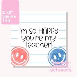 Etiqueta de biscoito de agradecimento ao professor - Escola - Etiqueta - Melhor professor - Obrigado - Etiqueta de presente - Download - Para impressão - Carinha sorridente feliz
