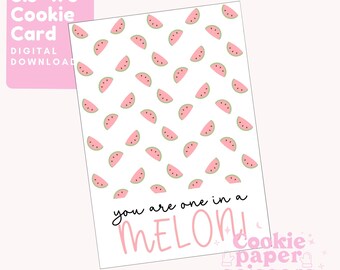 Saint Valentin Cookie Card Mini Cookie Valentine 3.5"x5" Valentine Gift Pun Cute Funny For Kids Teachers Printable One A Melon Watermelon