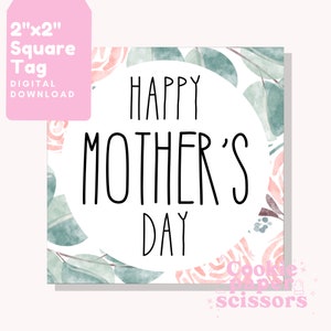 Moederdag-tag – cookie-tag – cadeau-tag – bloemen – cookie-verpakking – afdrukbaar – digitale download
