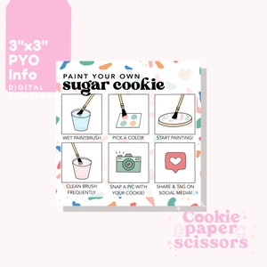 Instrucciones de la tarjeta de galletas PYO - 3"x3" - Pinte sus propias instrucciones de galletas - Descarga digital - Imprimible - Rainbow Terrazzo