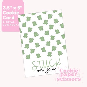 Valentijnsdag Cookie Card Mini Cookie Valentine 3,5"x5" Valentijnscadeau Woordspeling Leuk Grappig voor kinderen Leraren Cactus Vast op je Afdrukbaar