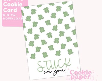 Saint Valentin Cookie Card Mini Cookie Valentine 3.5"x5" Valentine Gift Pun Cute Funny For Kids Teachers Cactus Stuck On You Imprimable