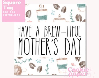 Étiquette de la fête des mères - Étiquette à biscuits - Étiquette cadeau - Floral - Emballage de biscuits - Imprimable - Téléchargement numérique - Café - Latte - Infusion