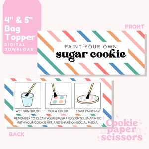 PYO Cookie Bag Topper - 10cm und 12cm - Malen Sie Ihre eigenen Cookie Anweisungen - PYO Anweisungen - Printable - Bunte Streifen
