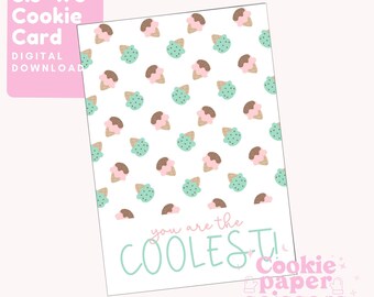 Saint Valentin Cookie Card Mini Cookie Valentine 3.5"x5" Valentine Gift Pun Cute Funny For Kids Teachers Ice Cream Printable