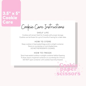 Cookie Pflege Karte - Anleitung - 3.5"x5" - Digital Download - Printable - Plain and Simple