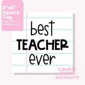 Etiqueta do melhor professor de todos os tempos - Etiqueta de biscoito - Escola - Apreciação do professor - Etiqueta - Etiqueta para presente - Download - Para impressão