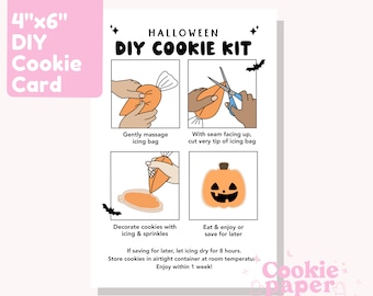 Instructions du kit de biscuits bricolage - 4 "x 6 » - Halloween - Téléchargement numérique - Carte à biscuits imprimable - Minimaliste - Mignon - Spooky