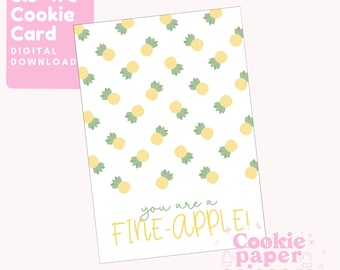 Saint Valentin Cookie Card Mini Cookie Valentine 3.5"x5" Valentine Gift Pun Cute Funny For Kids Teachers Printable Pineapple Fine-apple