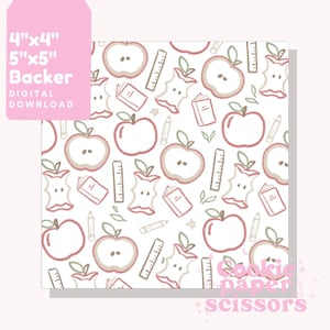 Apple Backer - 4"x4" - 5"x5" - Cookie Packaging - Cookie Card - School - Teacher - Student - Appreciation - Imprimable