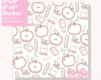 Apple Backer - 4"x4" - 5"x5" - Cookie Packaging - Cookie Card - School - Teacher - Student - Appreciation - Imprimable