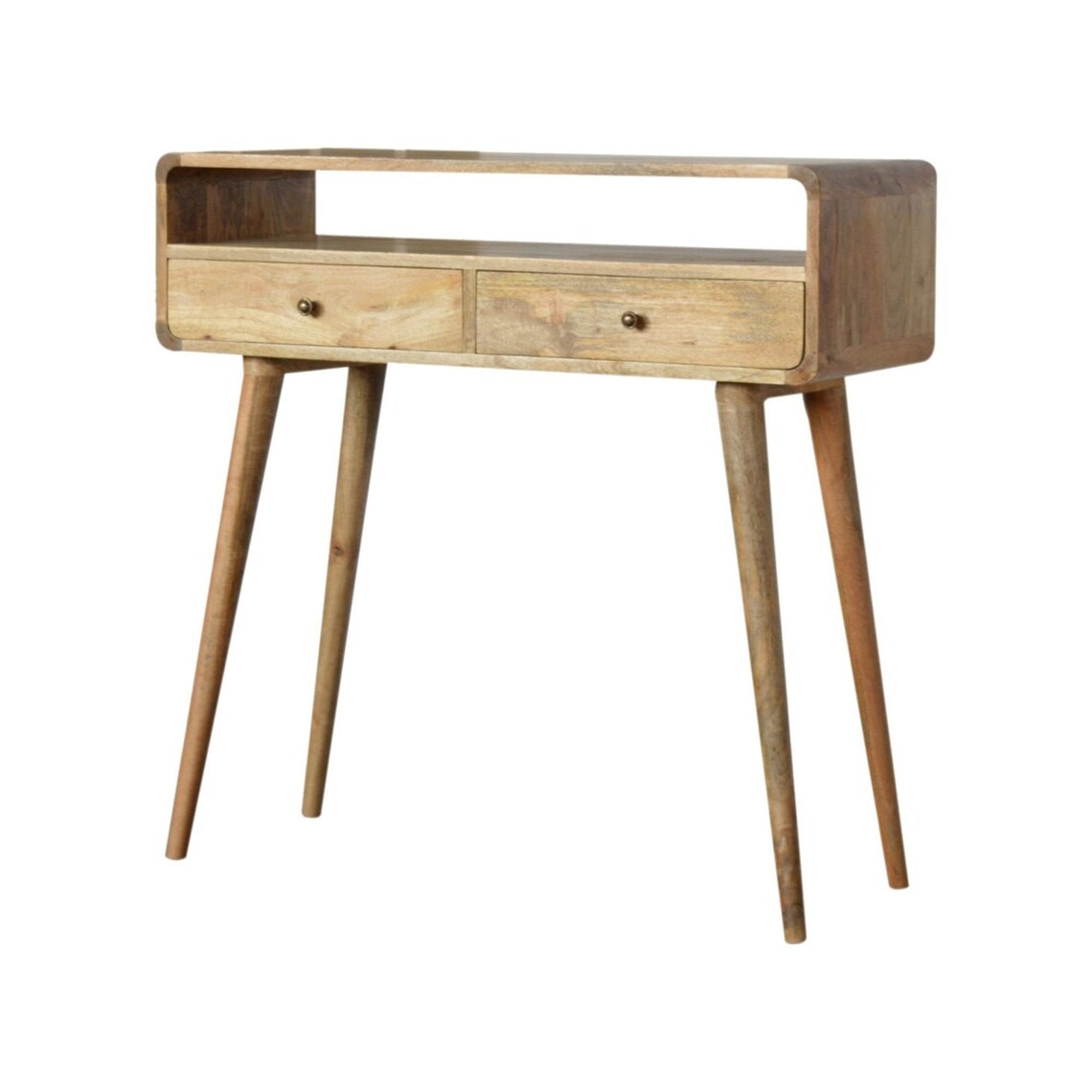 Curved Solid Mango Wood Console Table Scandinavian Style Mid Etsy