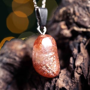 Ciondolo in pietra del sole con catena in argento 925 / Forest Lights Magic Gemstone Gift Sterling Boho Spiritual Jewelry Aventurina / 980