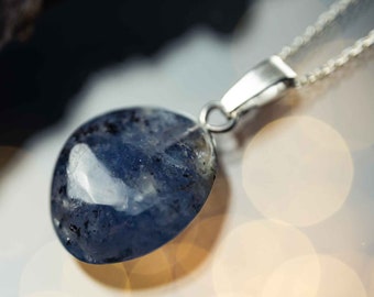 Iolite with 925 silver chain / Exclusive to Waldesleuchten / Crystal gemstone necklace