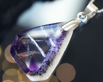Flower Amethyst with silver chain (925 silver) / Forest Lights / Gemstone Spiritual Pendant