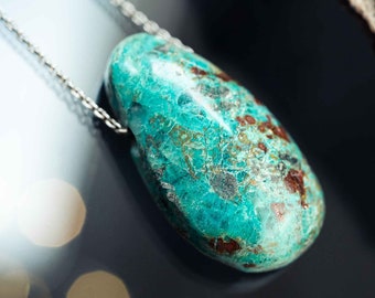 Chrysocolla with gold-plated or silver 925 chain / Forest Lights Natural Jewelry / Spiritual Crystal