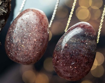 Muscovite with silver or gold-plated chain / necklace pendant / forest lights natural stone