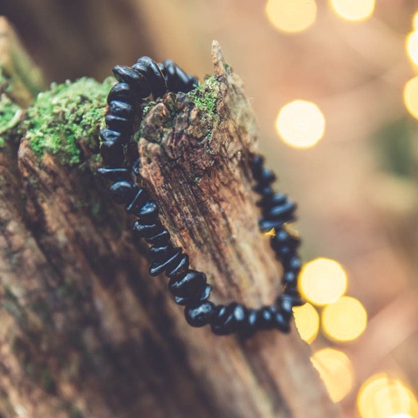 Turmalin Schörl Splitterarmband / Waldesleuchten Naturschmuck / Armband Edelstein Splitter ethisch gehandelt