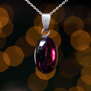 Granato potente (alta qualità) con catena in argento 925 / Gioielli naturali Waldesleuchten / commercio etico / 978