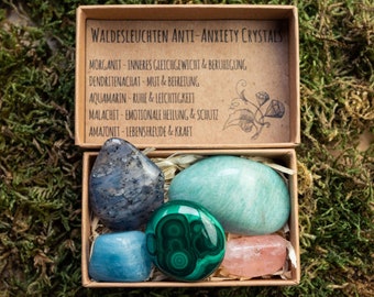 Anti Anxiety Crystals Forest Lights / To support against anxiety / Box set with specially selected gemstones