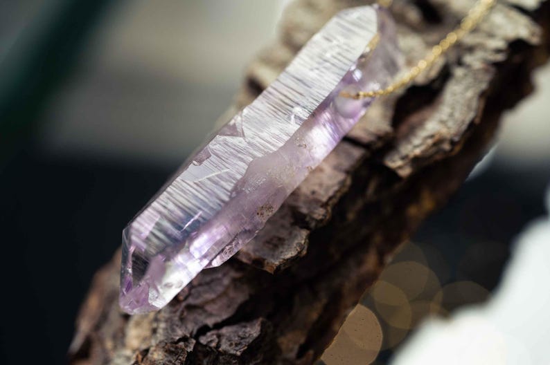 Natural Amethyst Double Terminator vera Cruz With 925 Chain silver/gold