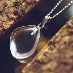 Bergkristall mit 925er Silberkette / Halskette Anhänger / Waldesleuchten Naturstein Bild 1