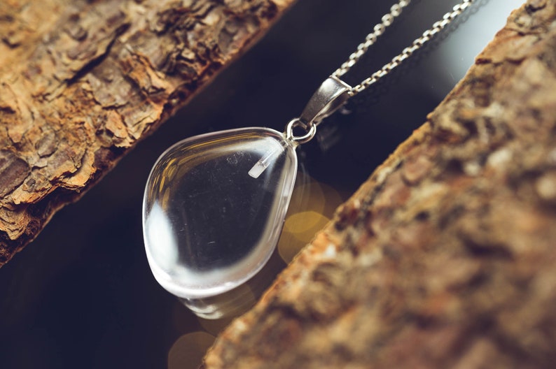 Bergkristall mit 925er Silberkette / Halskette Anhänger / Waldesleuchten Naturstein Bild 1