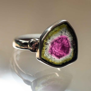 Watermelon tourmaline ring 925 silver (size 54 & 57) / forest lights natural jewelry silver ring