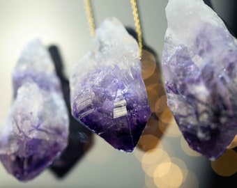 Natural amethyst lace with 925 chain (silver/gold plated) / forest lights / gemstone pendant