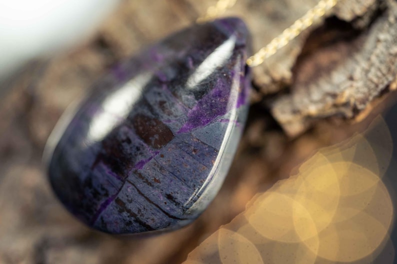 Dark Sugilite With Goldplated/silver 925 Chain / Forest Lights Natural