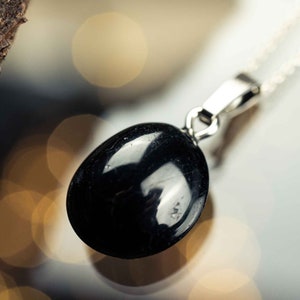 Tourmaline pendant - best quality! With 925 silver chain / Forest lights gemstone strongest protective stone Schorl protection silver 708