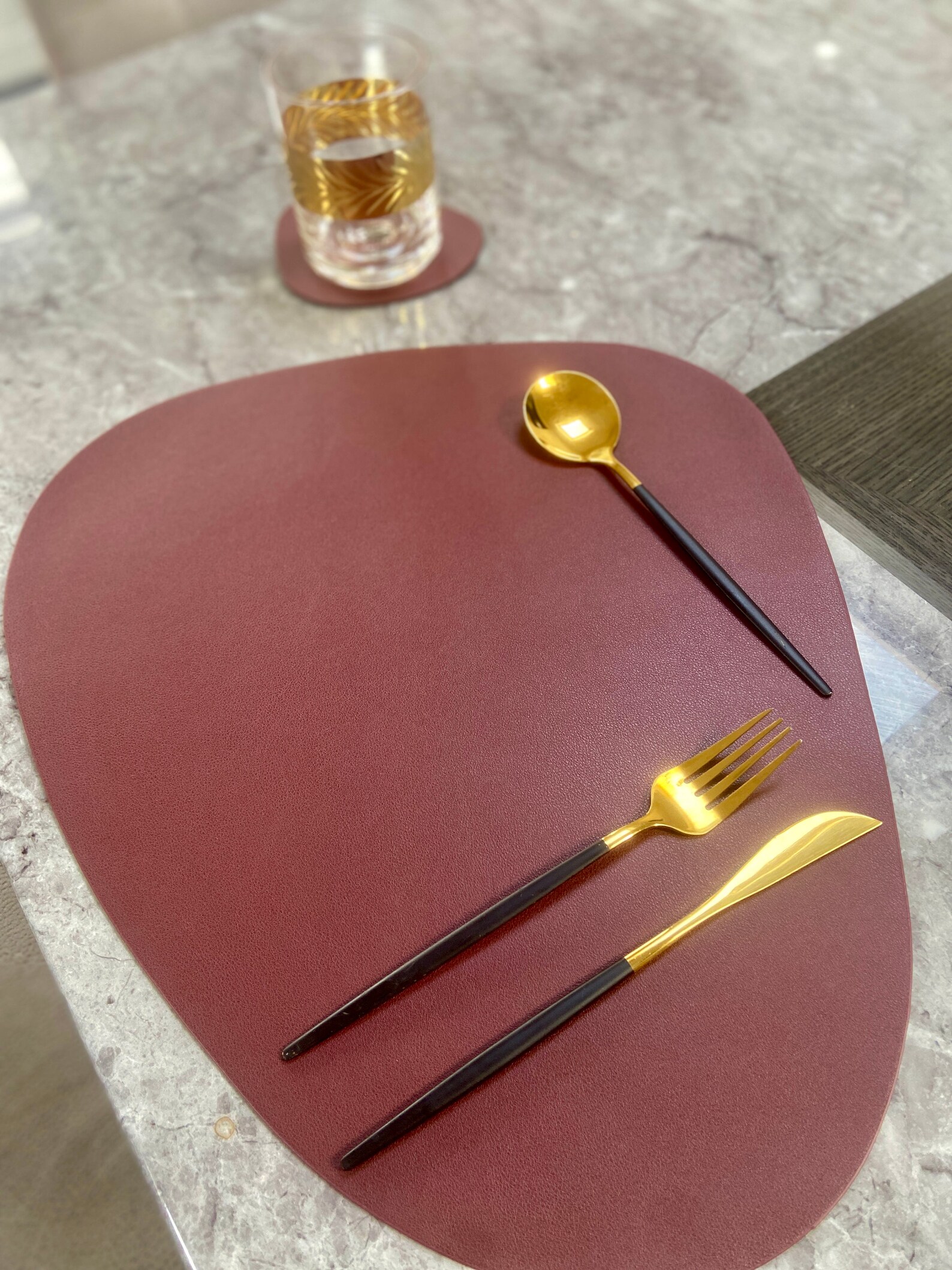 Vegan Leather Oval Placemat and Coaster Etsy