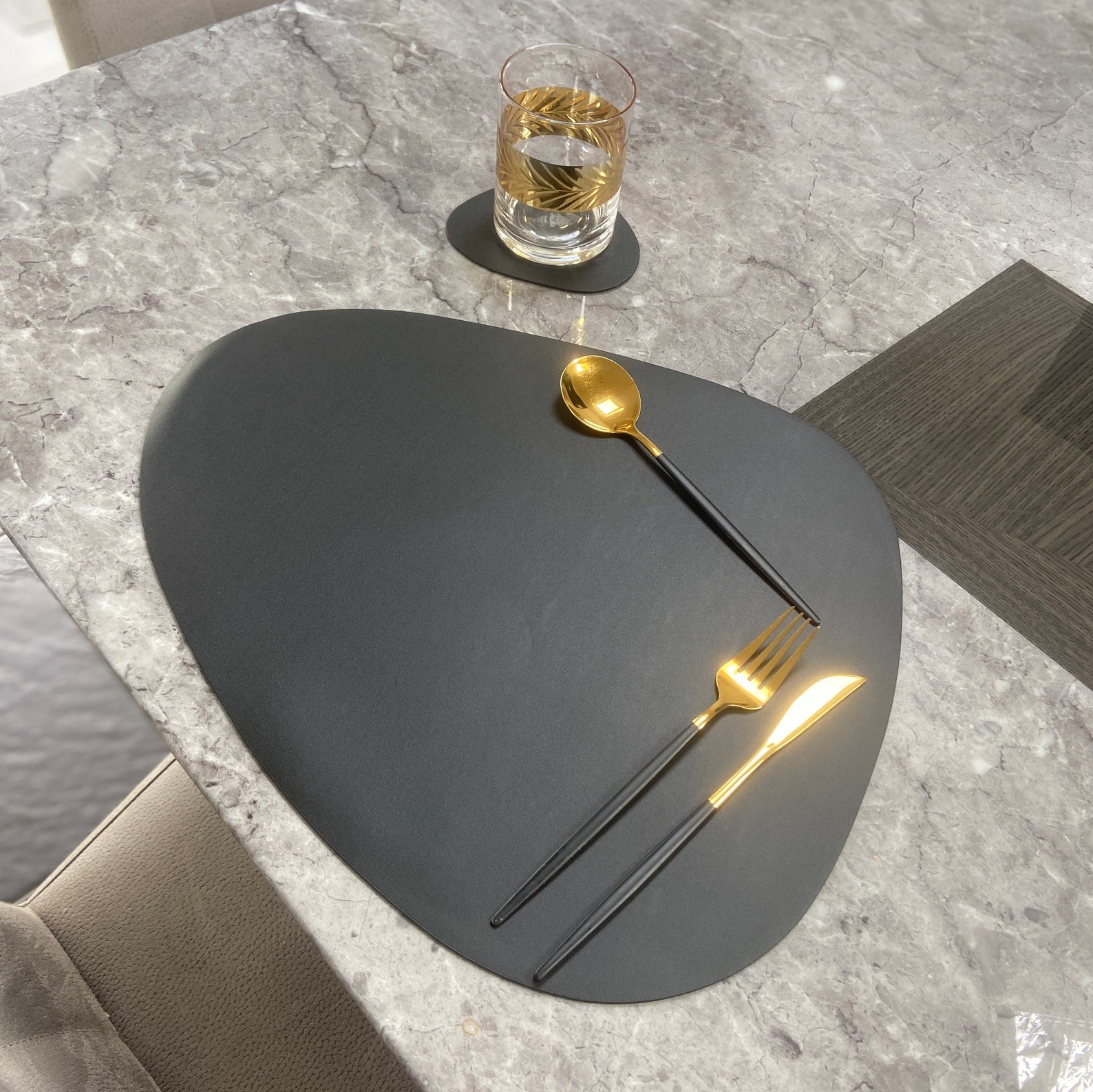 Vegan Leather Oval Placemat and Coaster Etsy