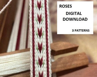 Simple Roses - 3 Tablet Weaving Patterns - PDF Digital Download - English Only