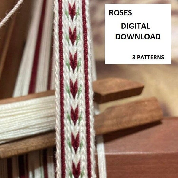 Simple Roses - 3 styles - Tablet Weaving Patterns - PDF Digital Download