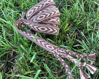 Brown Cotton Tablet Woven Belt - Medieval-Inspired Handwoven Belt for SCA & LARP