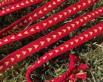 Red Cotton Tablet Woven Belt - Medieval-Inspired Handwoven Belt for SCA & LARP